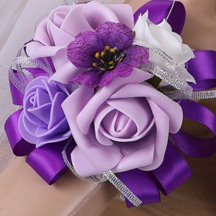 コサージュ結婚式 薔薇とリボンの華やかリストコサージュセット