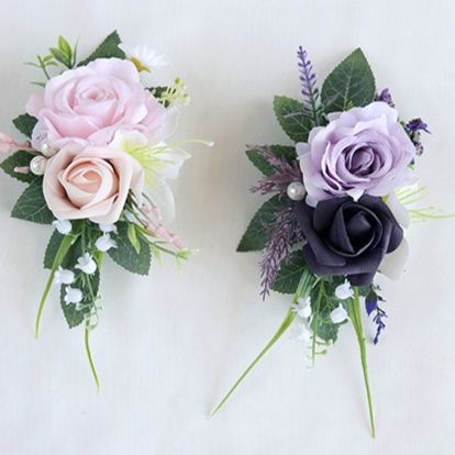  優雅な薔薇と小花のフォーマルコサージュ