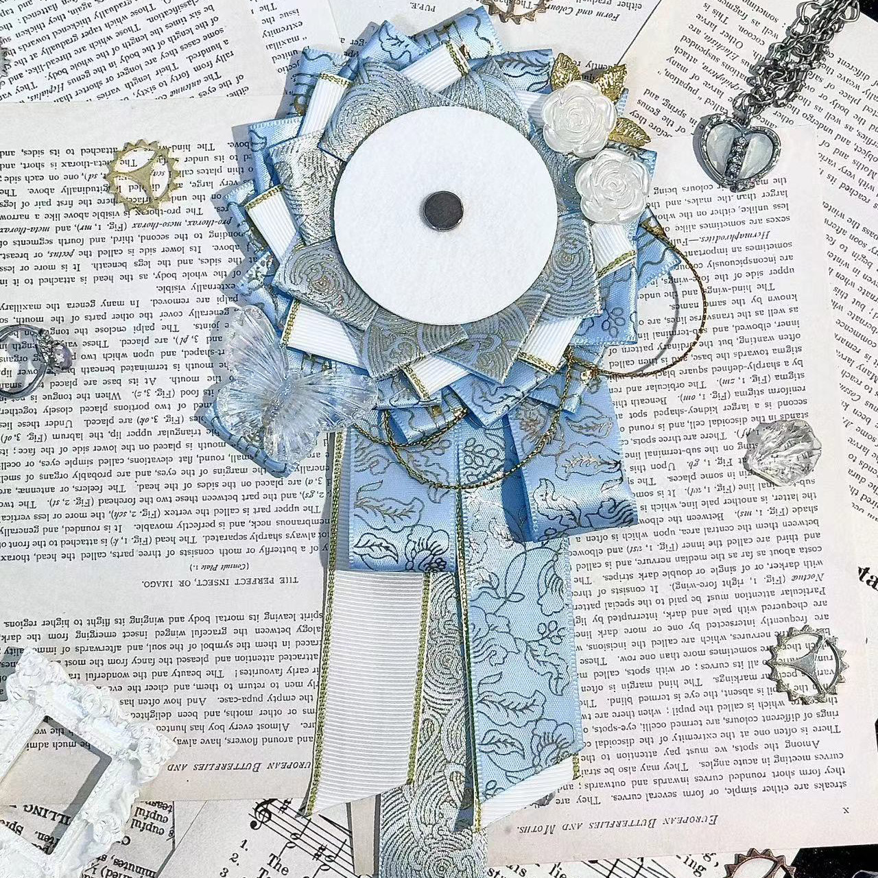 コサージュ ロゼット型リボン花飾り付き晴れの日コサージュ 結婚式