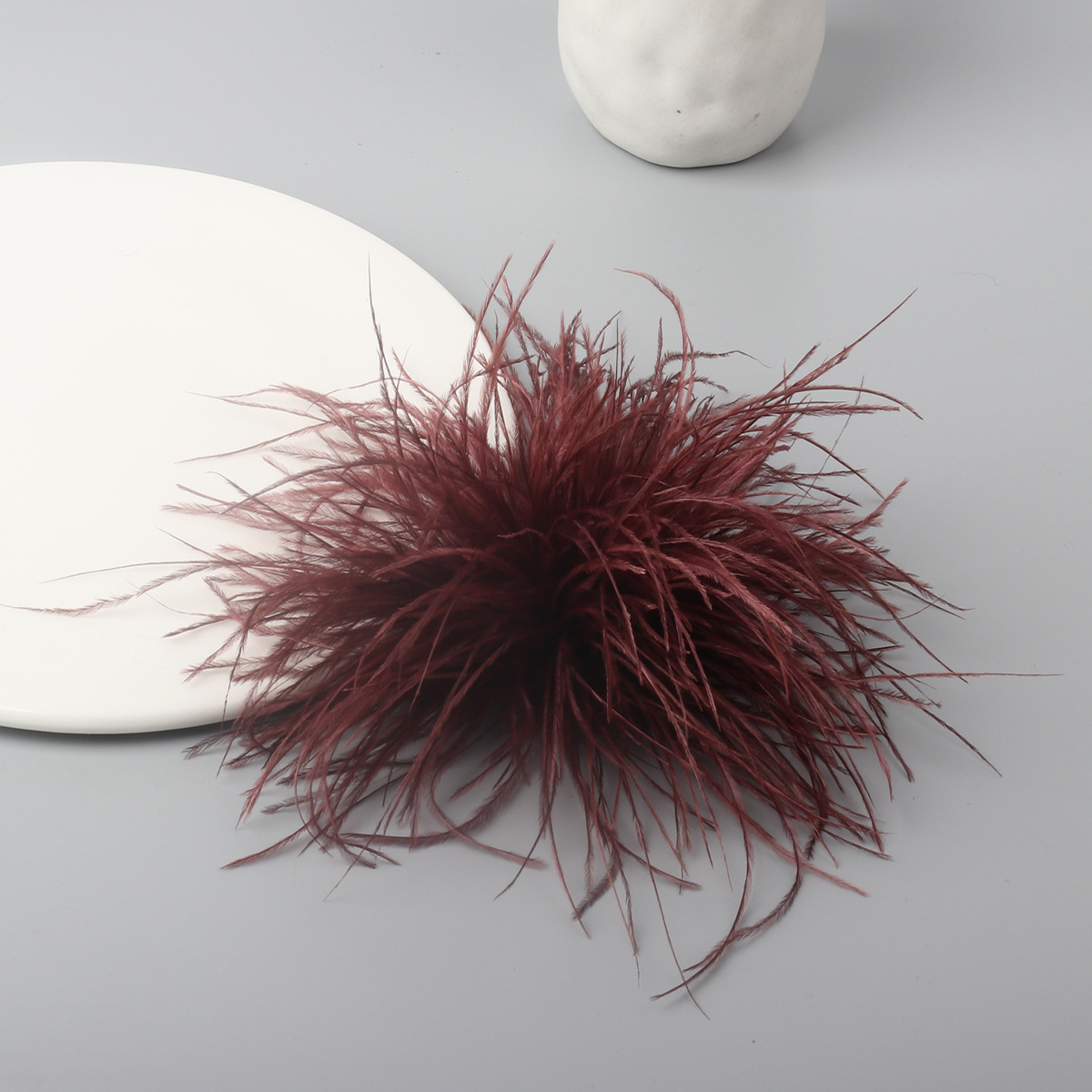 コサージュ ふんわり羽毛の上品な丸型フェザー 結婚式