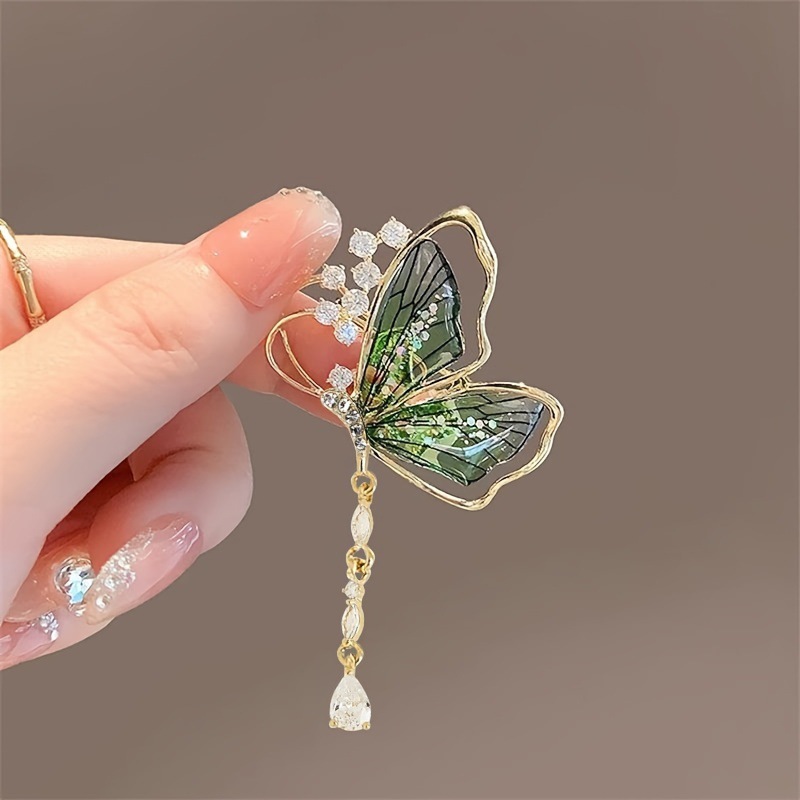 コサージュ 卒業式 煌めく蝶々の羽根付き雫チェーンコサージュ