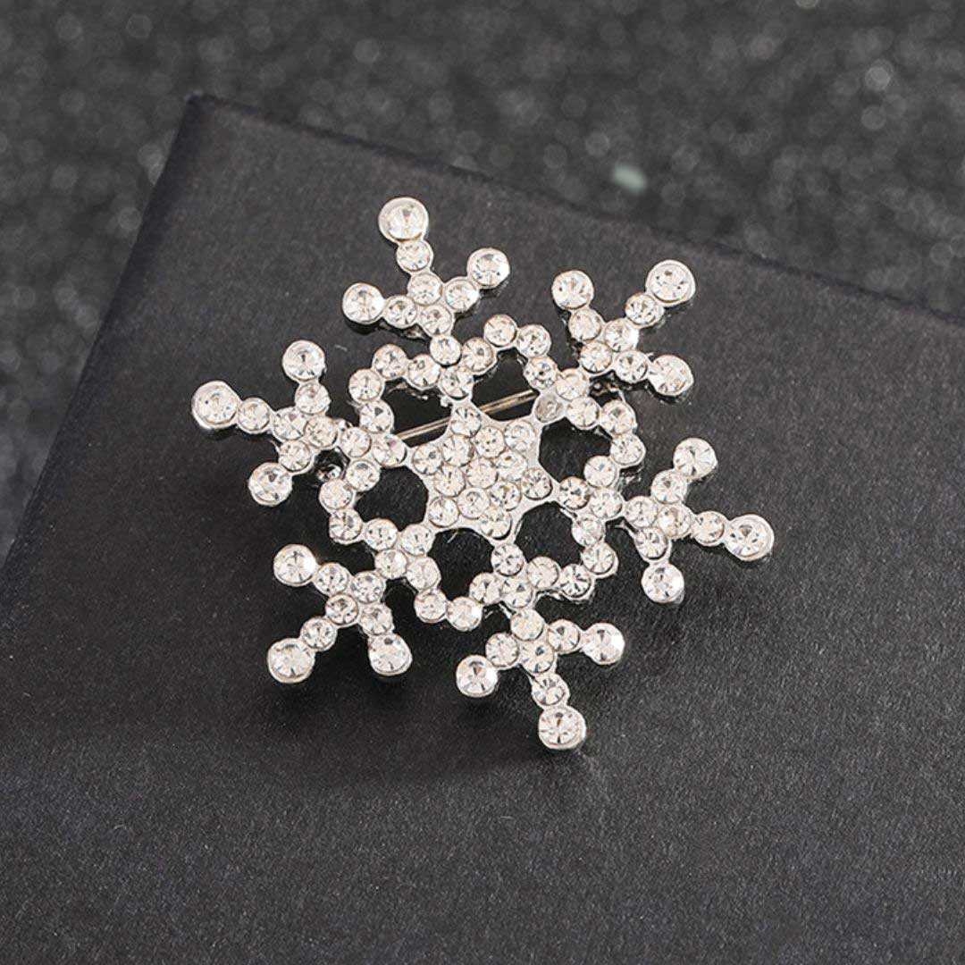 コサージュ 入園式 雪の結晶ブローチ ラインストーン 銀金2色