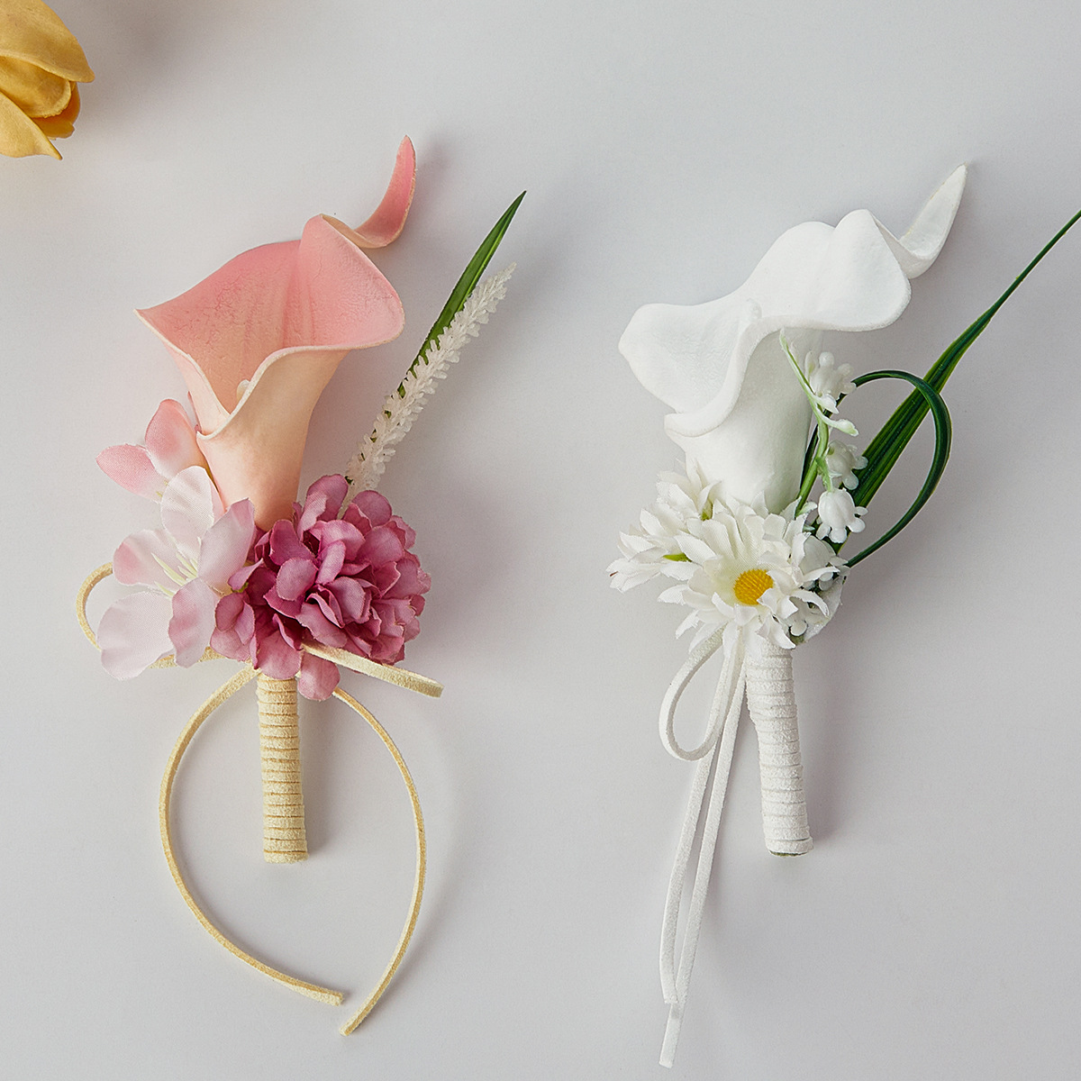 コサージュ 上品な花束風手首飾り優雅なゲスト用装身具