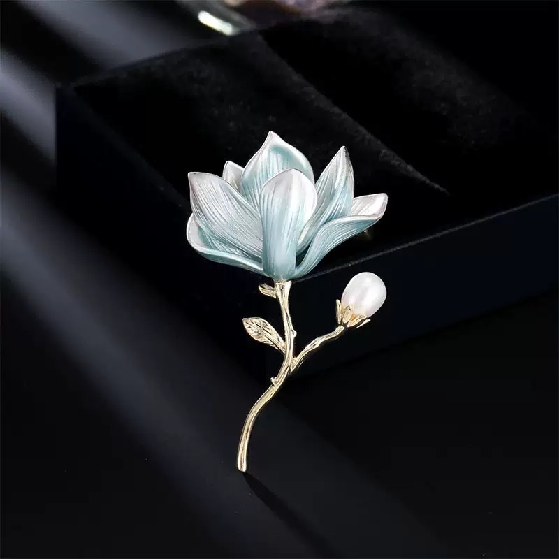 コサージュ 華麗な蓮花真珠飾りブローチ