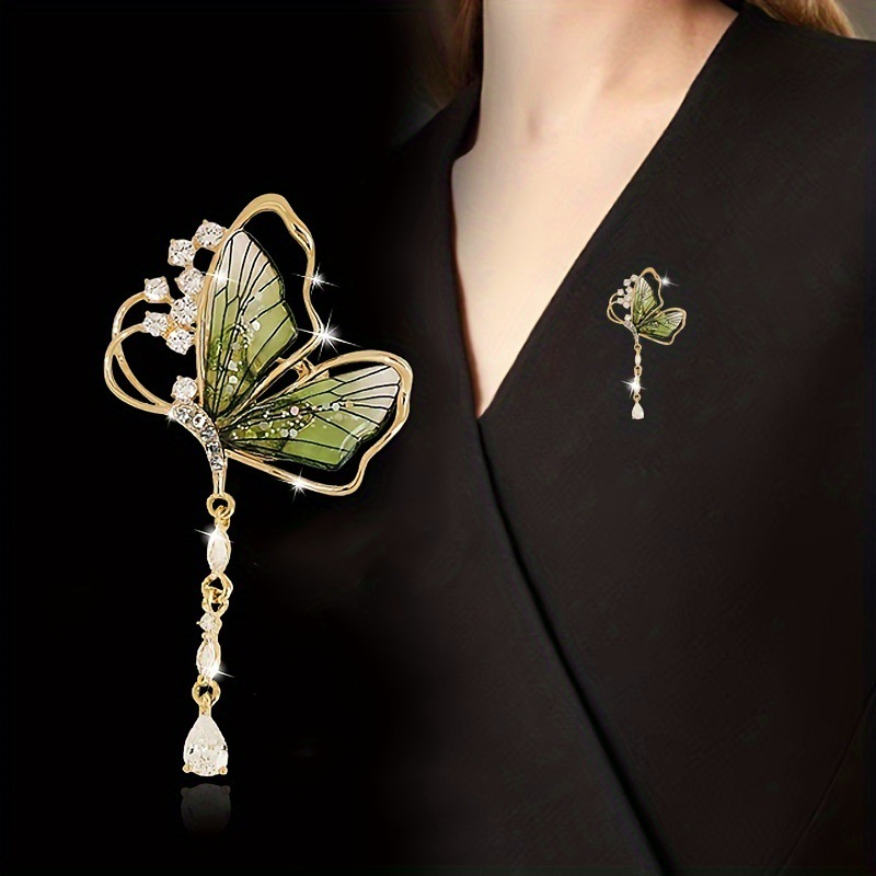 コサージュ 卒業式 煌めく蝶々の羽根付き雫チェーンコサージュ