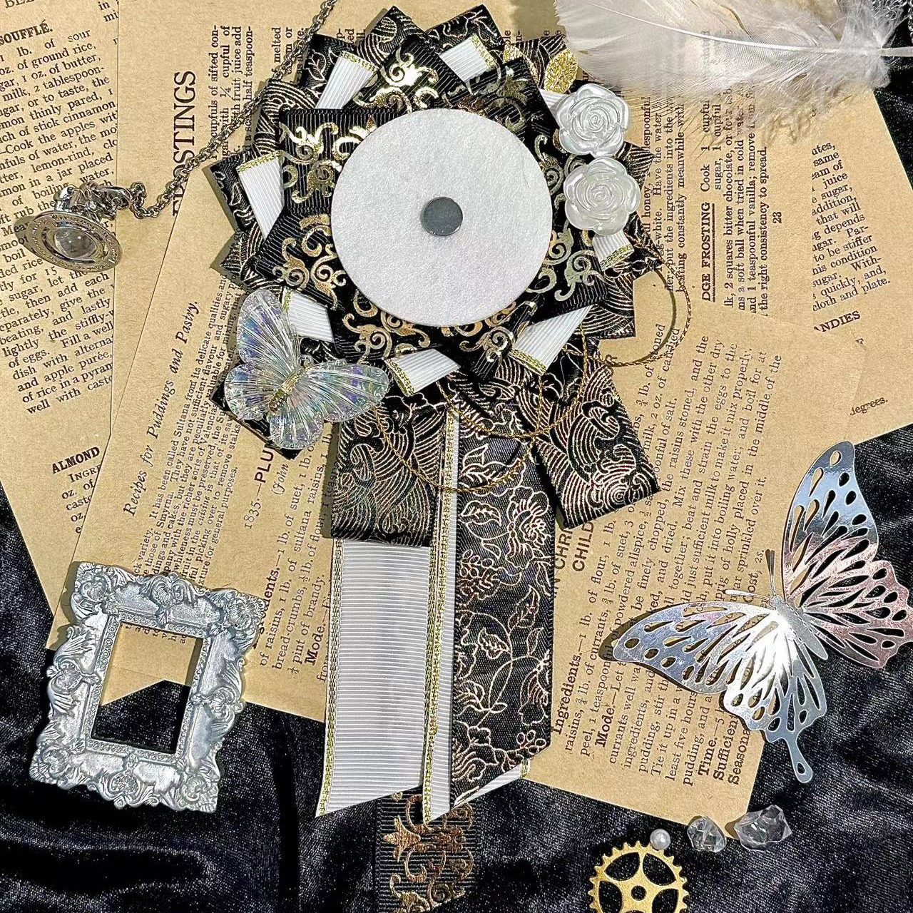 コサージュ ロゼット型リボン花飾り付き晴れの日コサージュ 結婚式