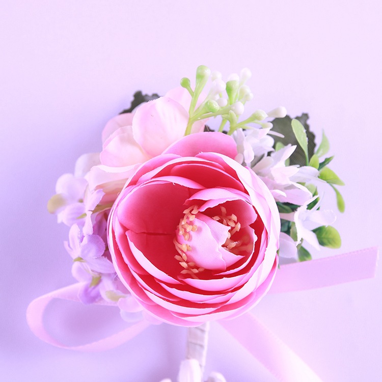 コサージュ 薔薇とかすみ草の上品な花束風コサージュ