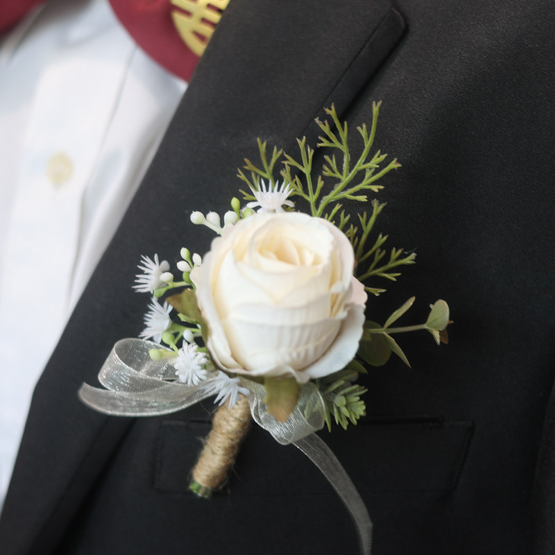 コサージュ 薔薇と小花のナチュラルグリーン