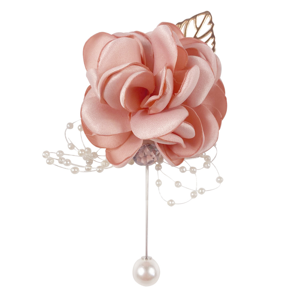 コサージュ 立体花モチーフと揺れるパール付きコサージュ