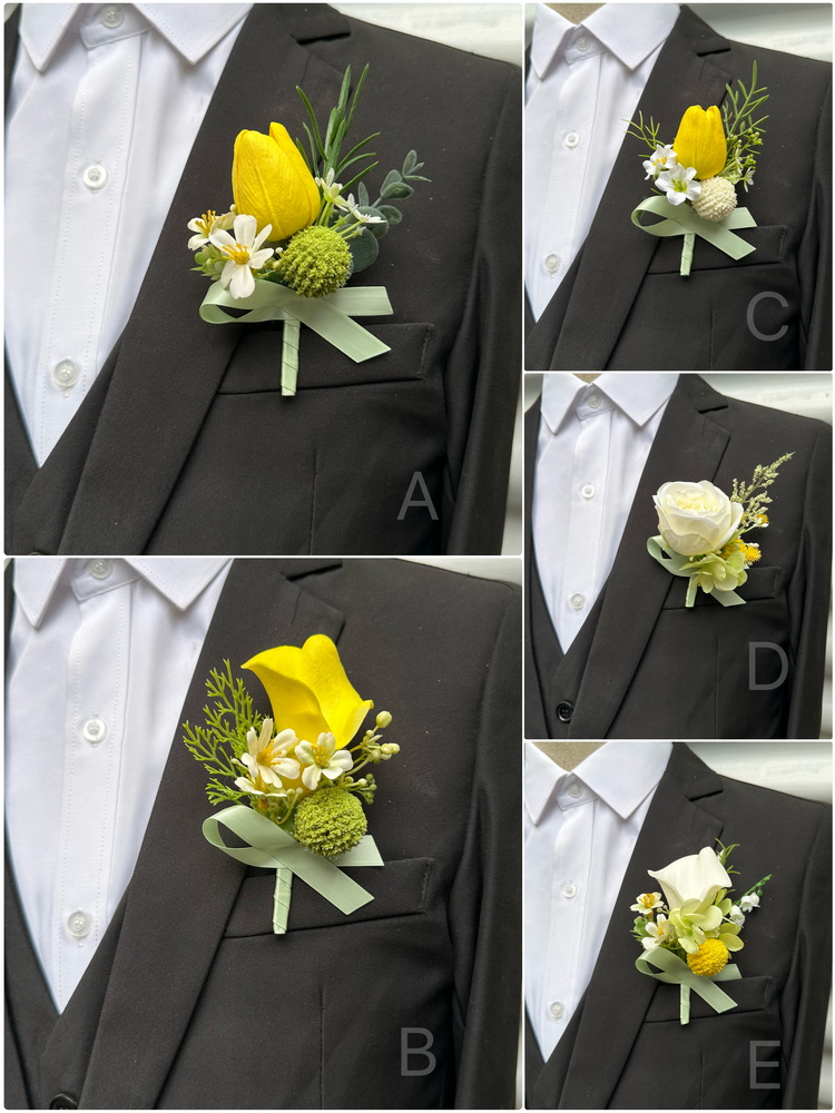 コサージュ 花婿の胸元を彩る季節の花束