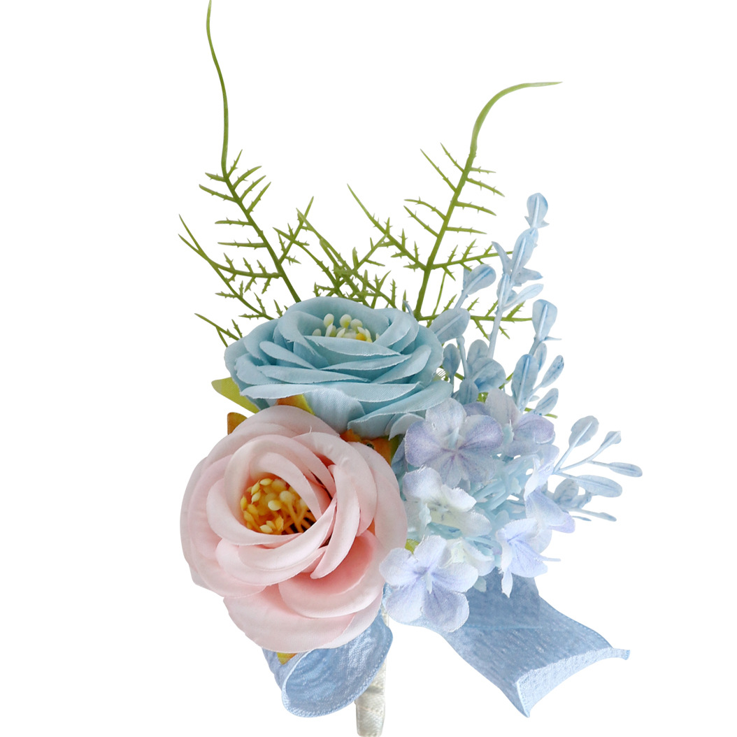 優雅な薔薇と小花のナチュラルブーケ風コサージュ