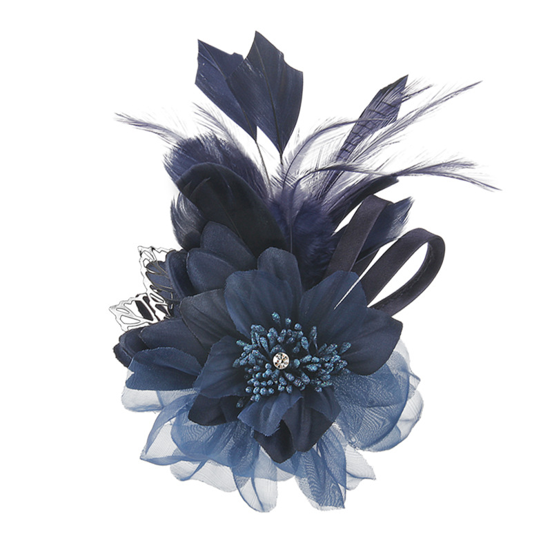 コサージュ 卒業式羽根とリーフ付き華やか立体花コサージュ