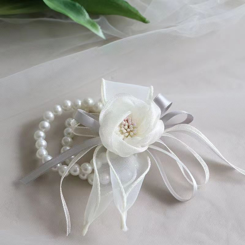 コサージュ 優美な花とリボンのブレスレット
