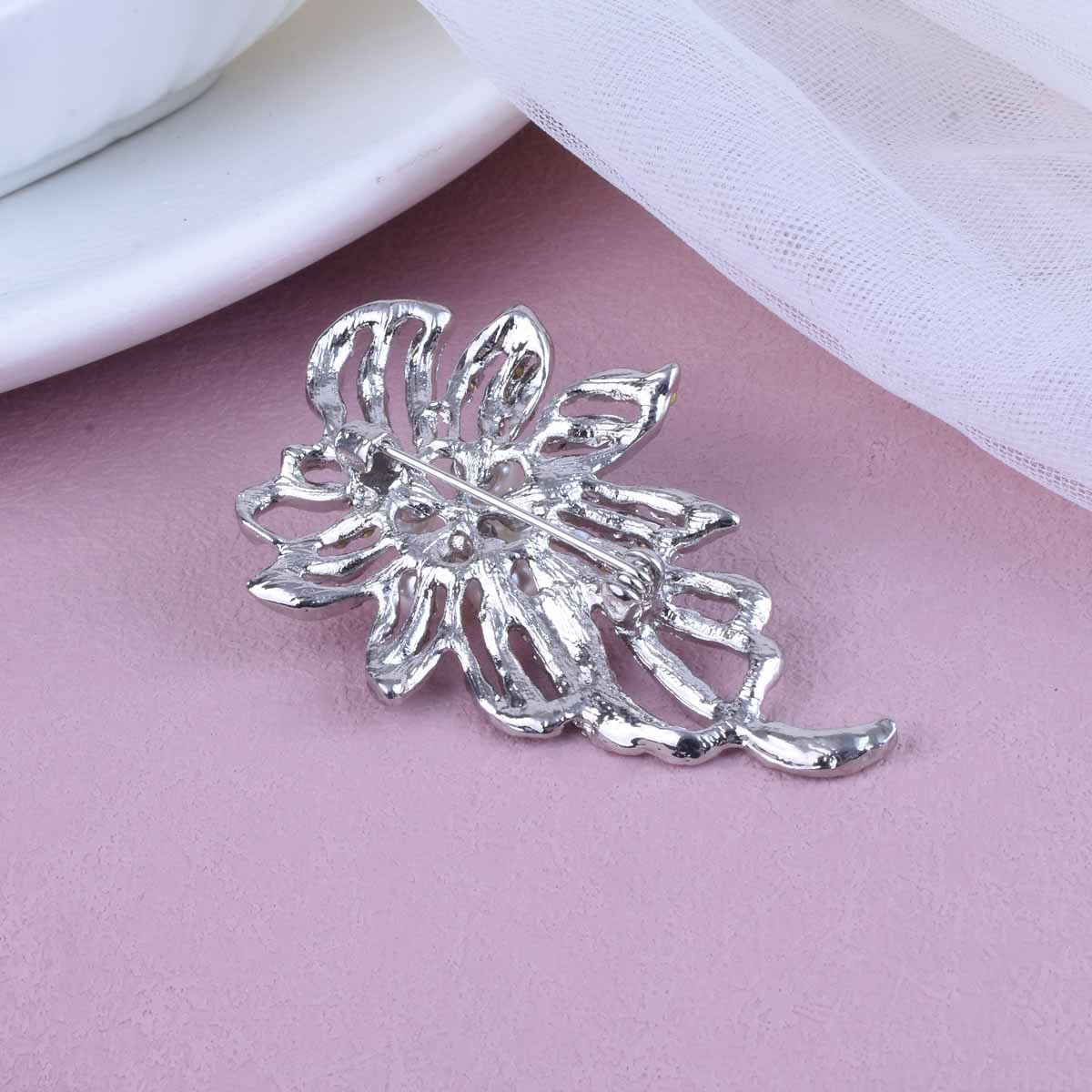 コサージュ 卒業式 真珠とラインストーンの華やかリボンブローチ