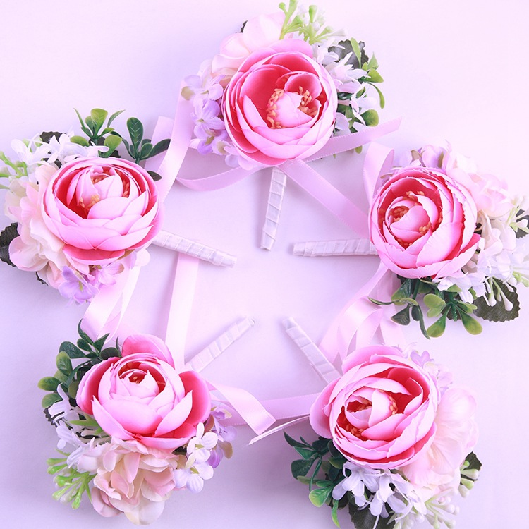 コサージュ 薔薇とかすみ草の上品な花束風コサージュ