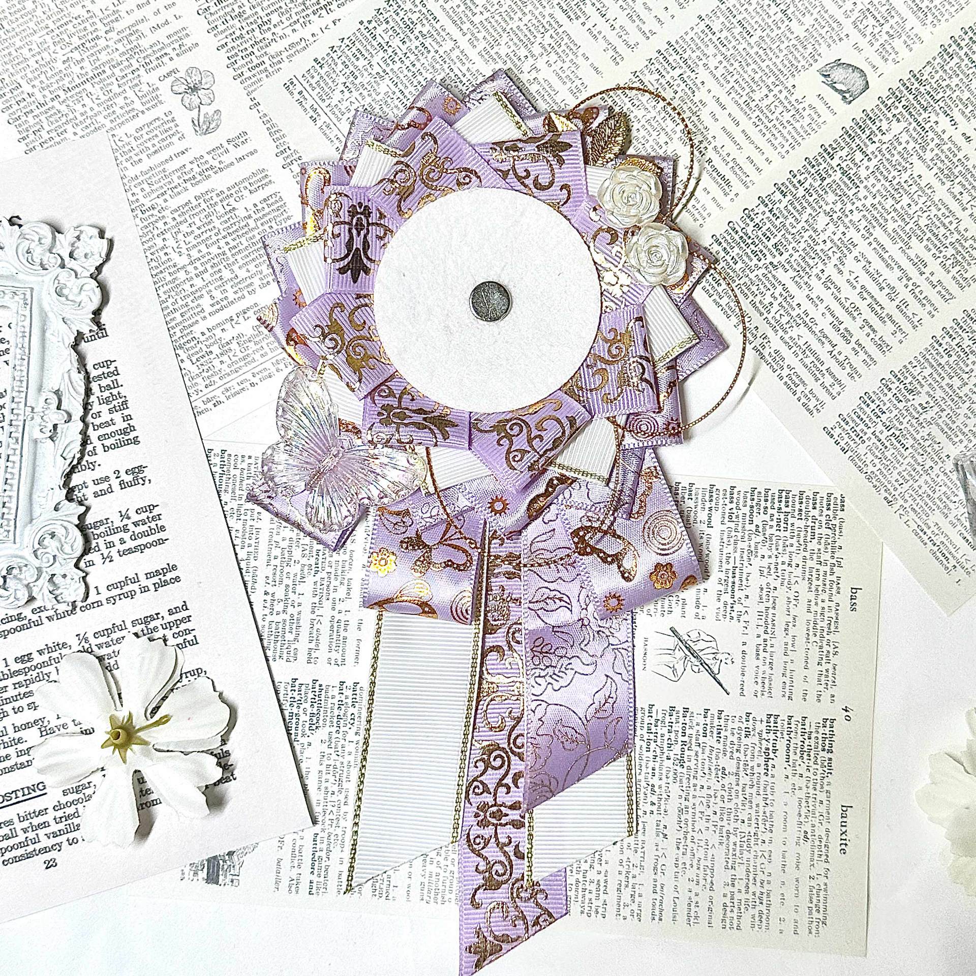 コサージュ ロゼット型リボン花飾り付き晴れの日コサージュ 結婚式