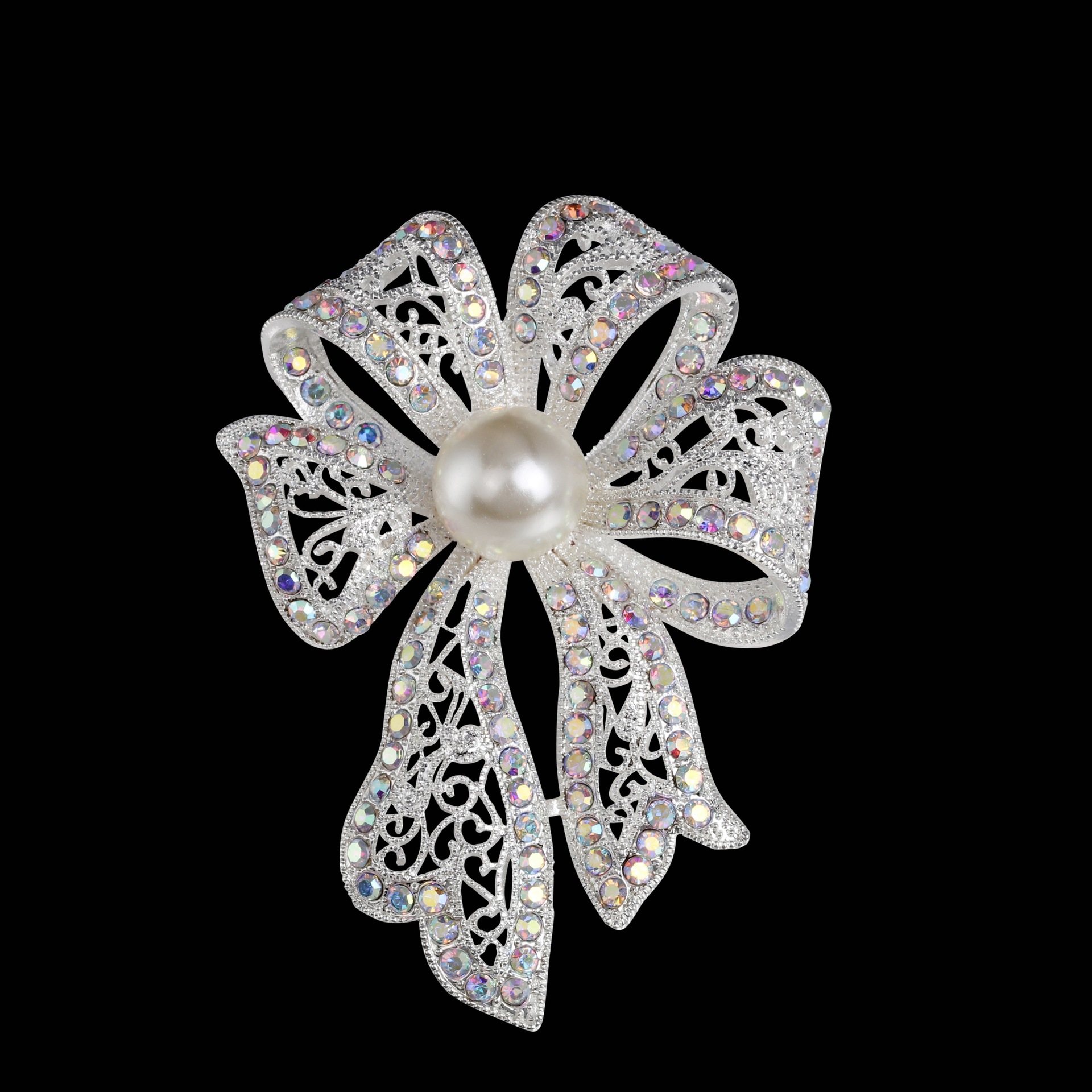 コサージュ 真珠中央レース風リボンコサージュ