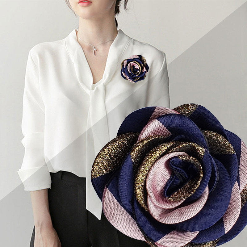 コサージュ 華やか薔薇モチーフ立体布花