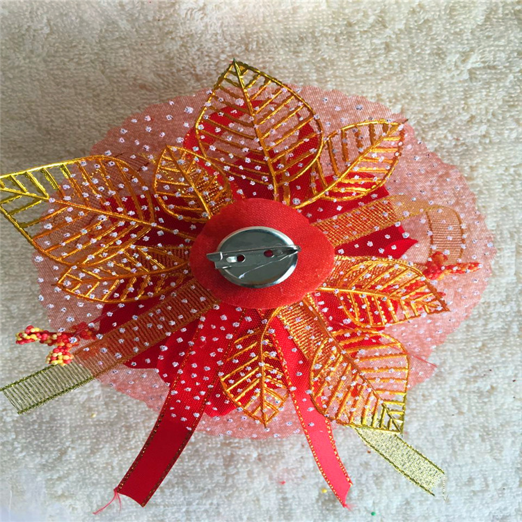 コサージュ 華やか薔薇と金糸装飾の上品コサージュ