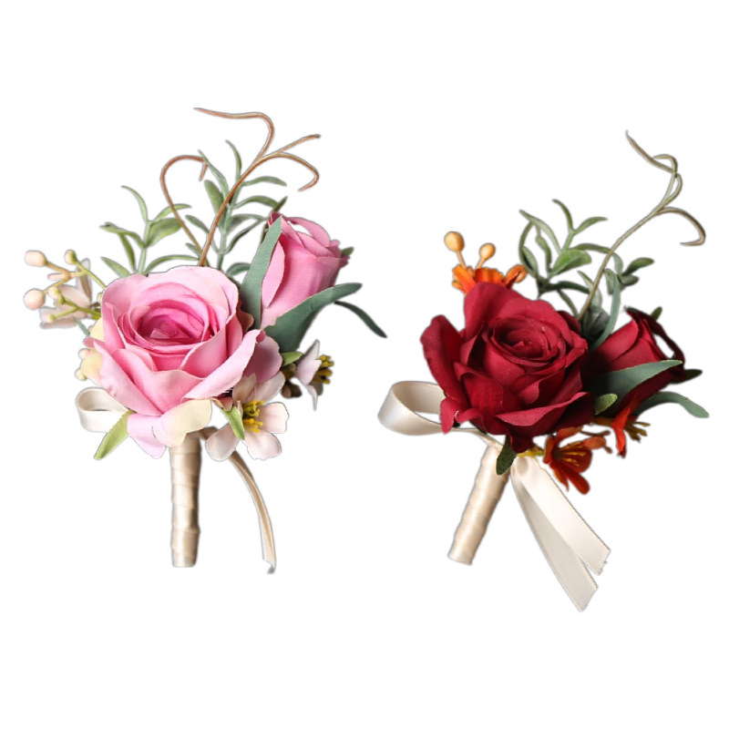 コサージュ 薔薇と小花が華やぐ結婚式用胸元飾り