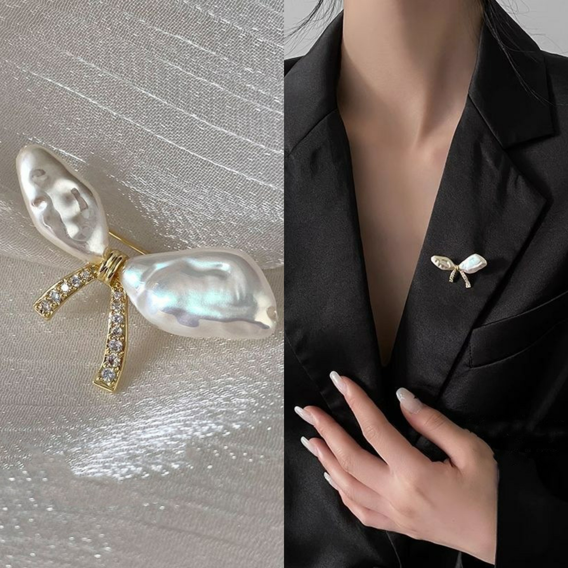 コサージュ 卒業式 真珠風リボン型コサージュ