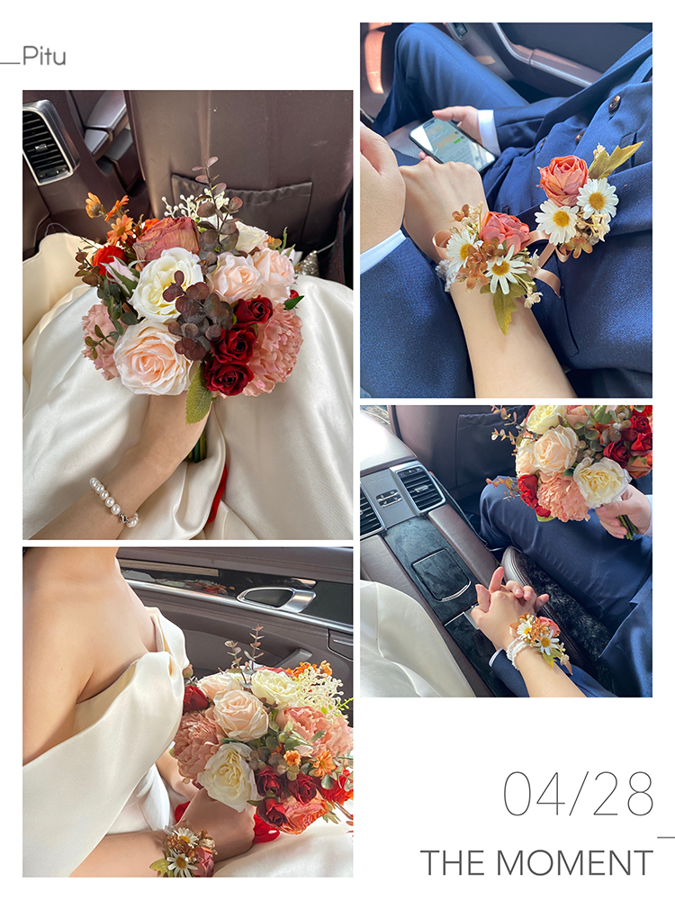 コサージュ 花束とリストレット 晴れの日セット