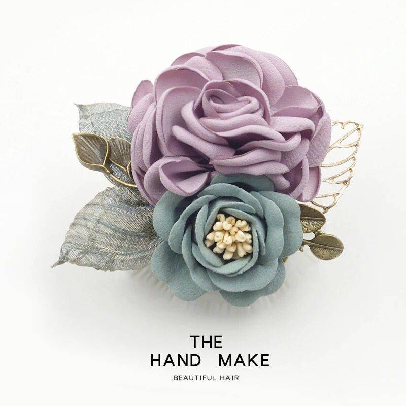 コサージュ 大輪薔薇と小花のエレガント布花コサージュ