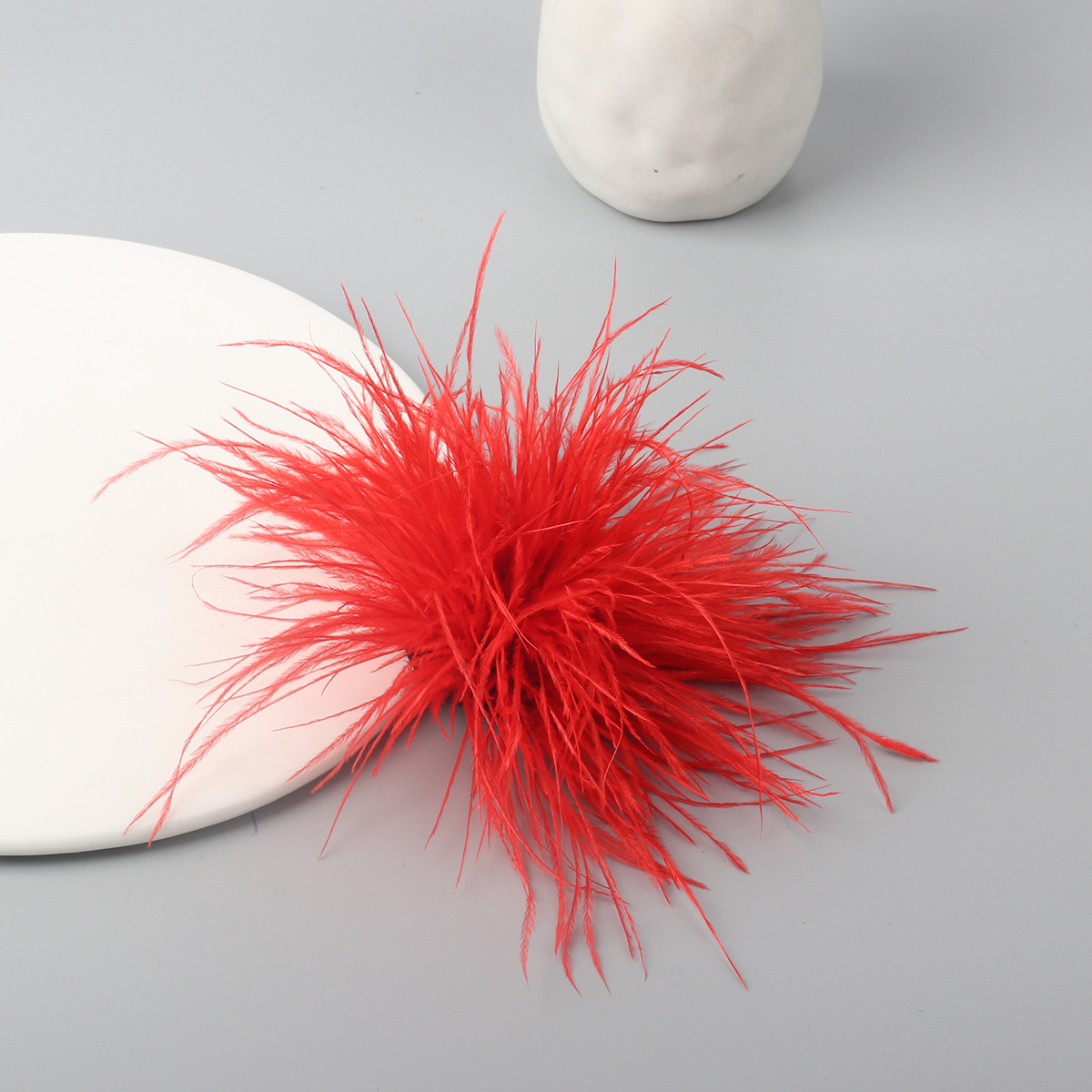 コサージュ ふんわり羽毛の上品な丸型フェザー 結婚式