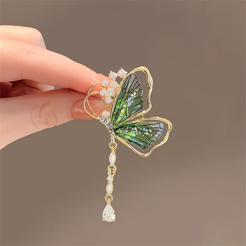 コサージュ 卒業式 煌めく蝶々の羽根付き雫チェーンコサージュ