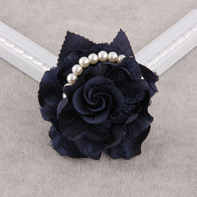 コサージュ 結婚式 薔薇とパール飾りの上品な花束風コサージュ