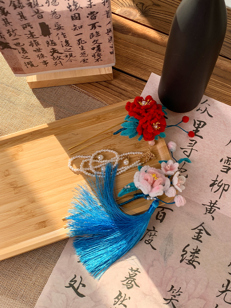 コサージュ 花扇流れ珠飾り 和風コサージュ
