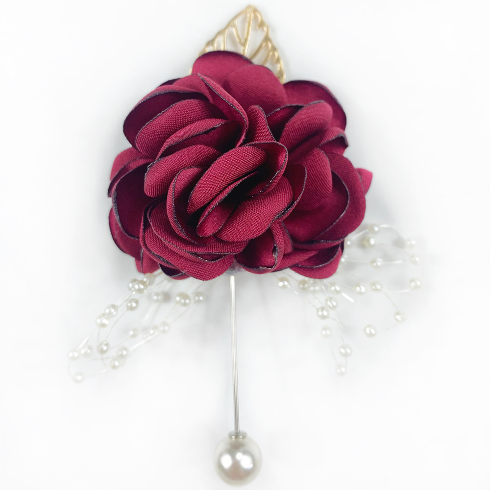 コサージュ 立体花モチーフと揺れるパール付きコサージュ