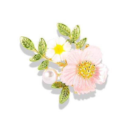 コサージュ 卒業式 用 白花とパールの上品なコサージュブローチ
