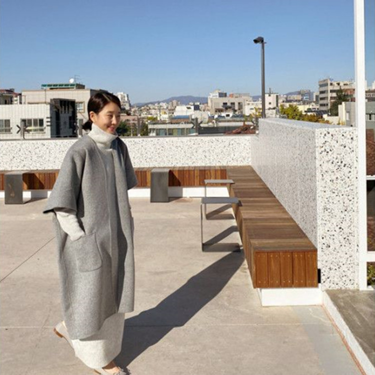 タートルネック ニットワンピース ロング丈 レディース 韓国風