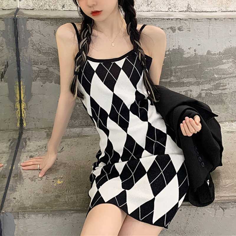 ニットワンピース アーガイルニットキャミワンピース