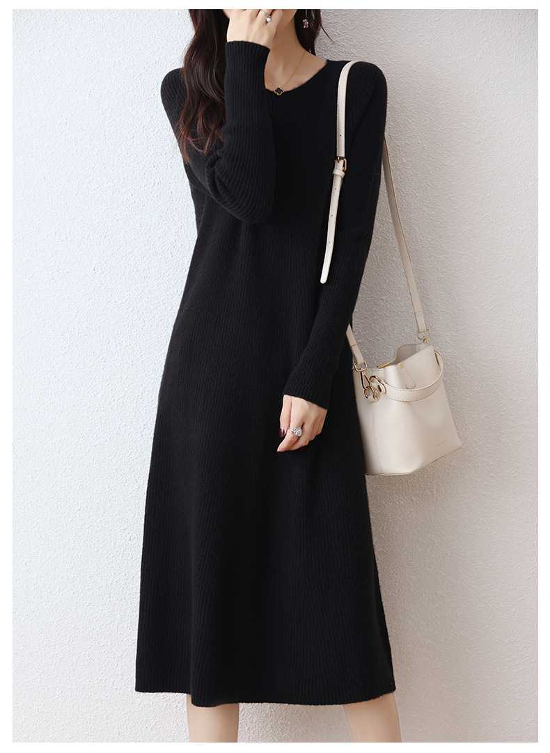シンプル美シルエットリブニットワンピース