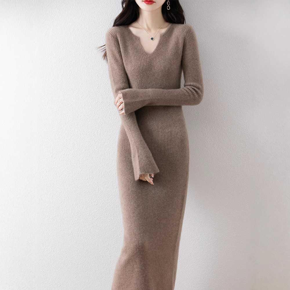 ニットワンピース 柔らか上質リブニット ワンピース