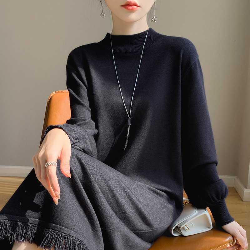 シンプル上質ニットワンピース