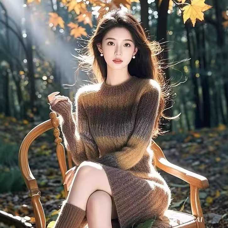 ふんわり優美なモヘアニットワンピース