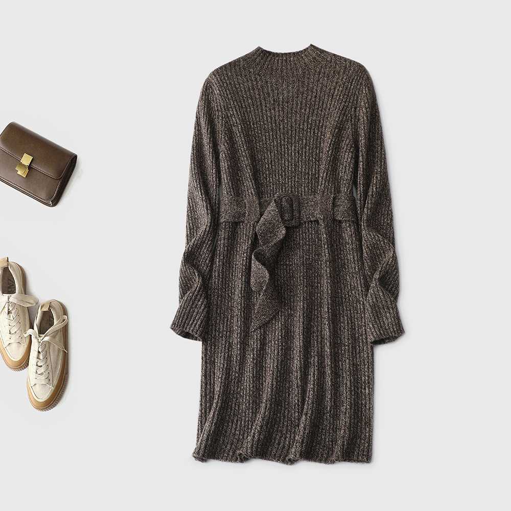 シンプル上質リブニットワンピース