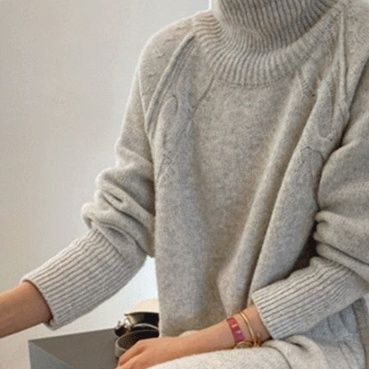 タートルネック ニットワンピース ロング丈 レディース 韓国風