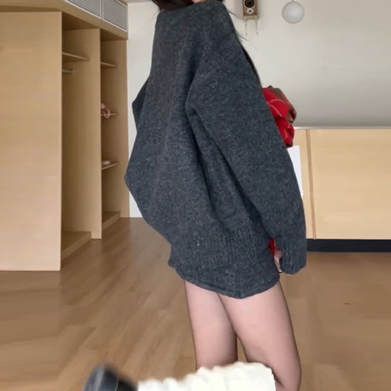 ニットワンピース ゆったりシルエットニットミニワンピース