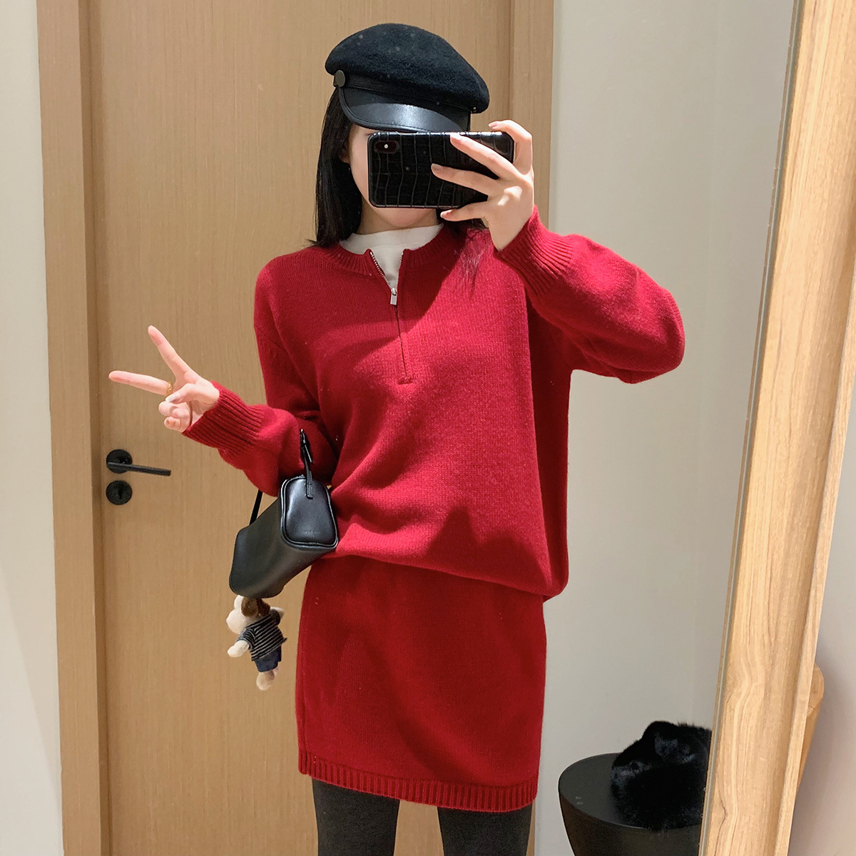 もこもこニットワンピース