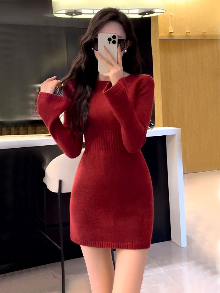 くびれシルエット美人ニットワンピース