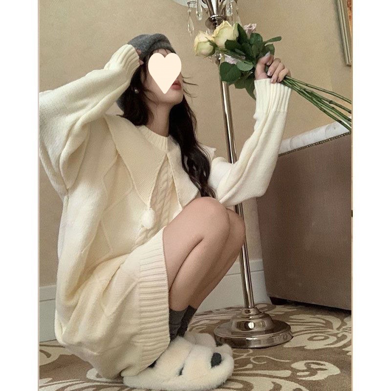 かわいい ゆったりシルエット ニットワンピース