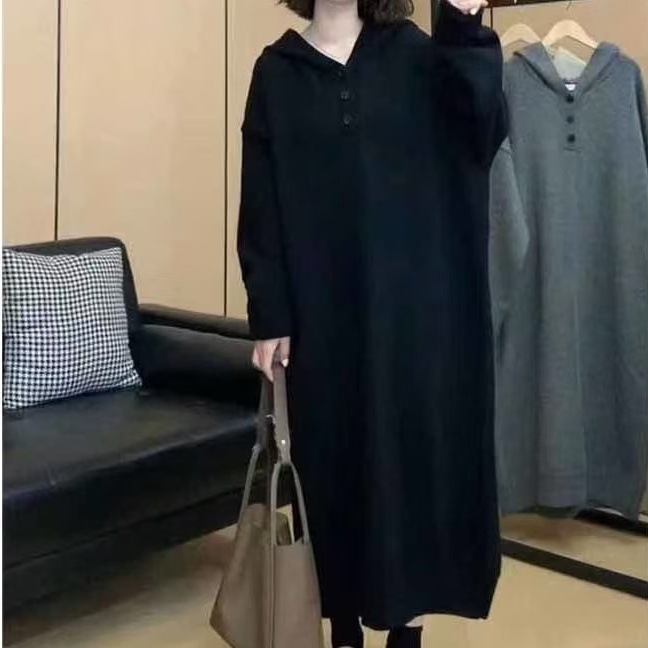 ゆったりヘンリーネックニットワンピース