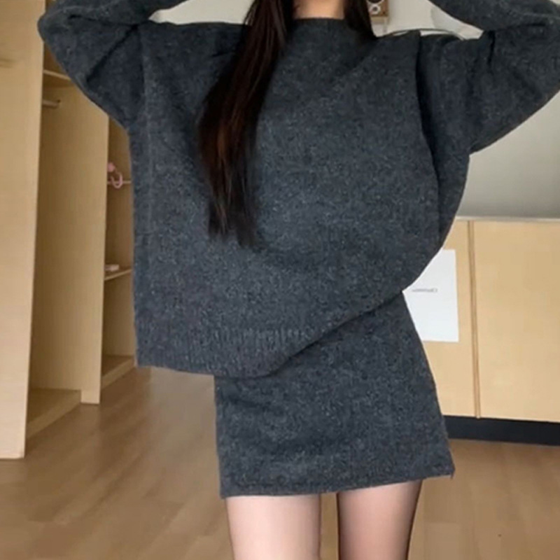 ニットワンピース ゆったりシルエットニットミニワンピース