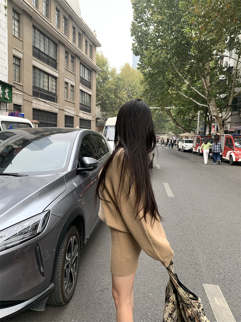 ニットワンピース 今季マストバイ上質ニットスリムハイウエストワンピース