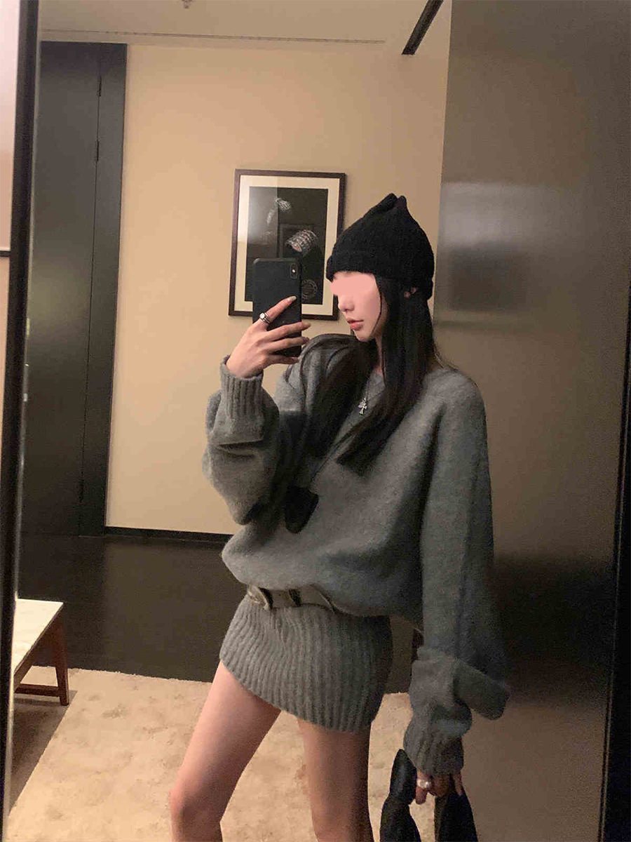 ニットワンピース ゆるシルエットニットセットアップ