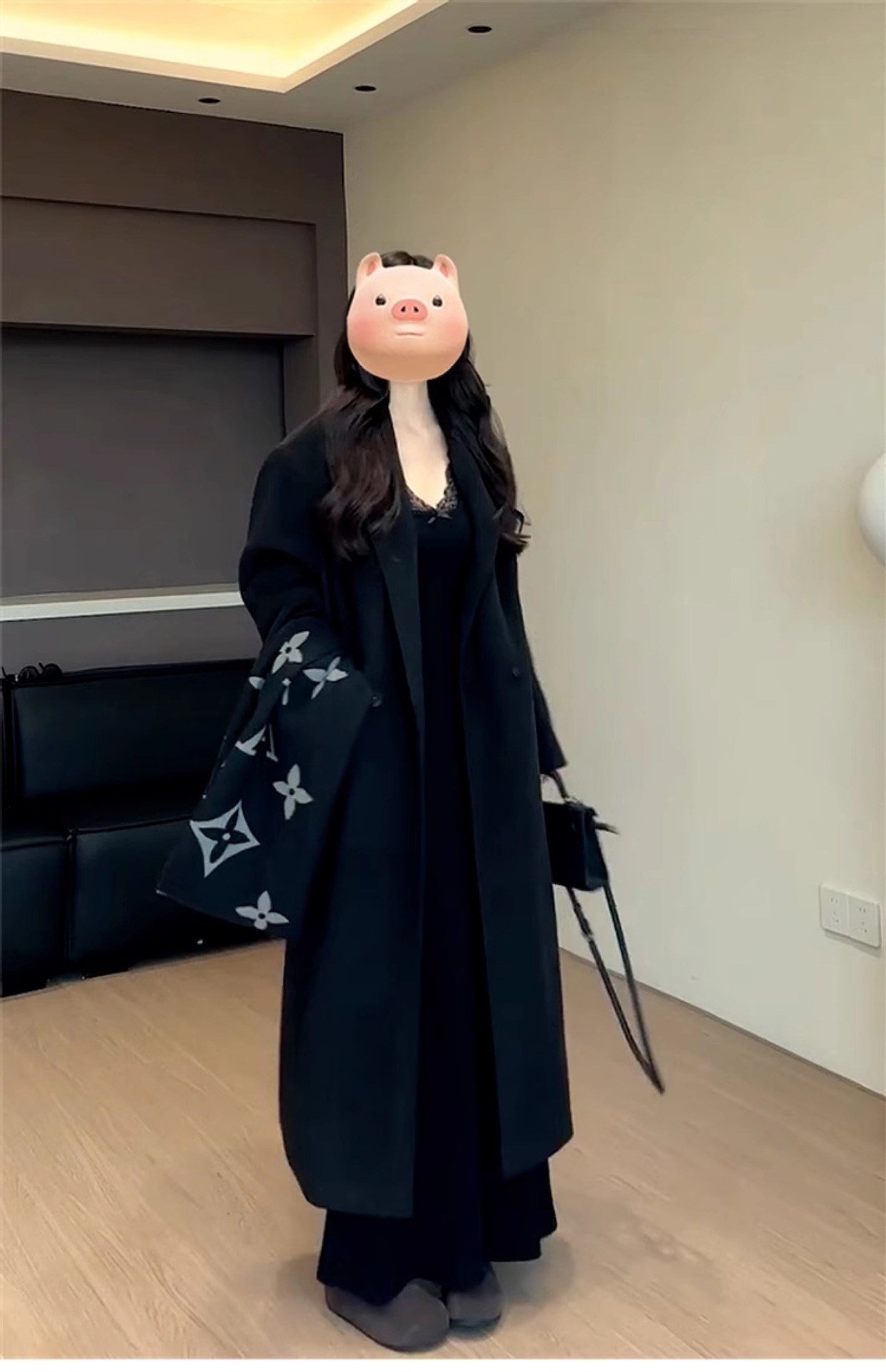 レース付き リブニットワンピース